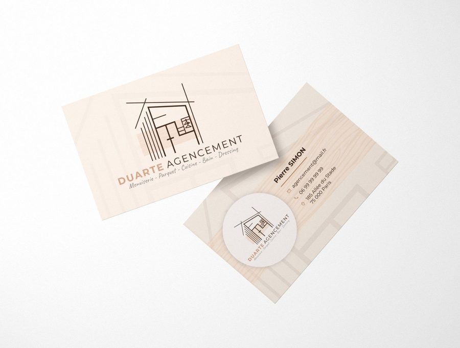 Cartes de visite Duarte Agencement, recto et verso